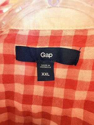 Gap Western Shirt Pearl Snap Womens XXL Pink Gingham Cotton Lightweight Roll Tab