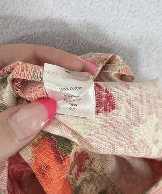 Talbots Skirt 16 Petite Pink Floral Print 100% Cotton Pencil A-Line Womens 16P