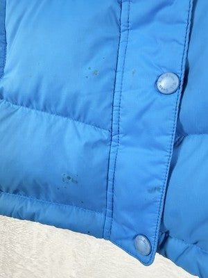 LL Bean Down Jacket Womens Small 3/4 Blue Down Puffer Chevron Quilted