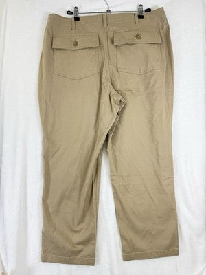 Lands End Womens Utility Pants 18 Petite High Rise Chino 18P Tan Beige