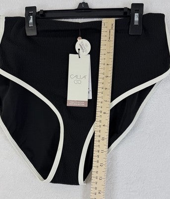 Calia Swim Bottom Large Black High Rise Tipped Womens Tankini Swimwear New NWT