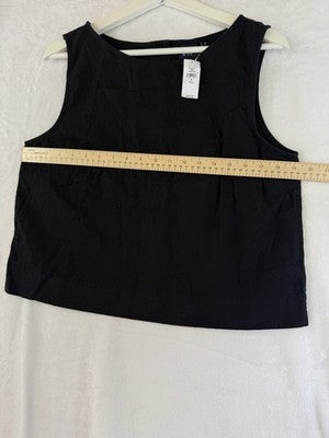 Gap Cropped Top Medium Tall Linen Blend Crop Shell Tank Sleeveless Black New NWT