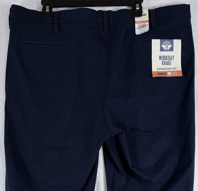 Dockers Workday Khaki Straight Fit 42x32 Pants Mens Navy Blue 42x32 Smart New