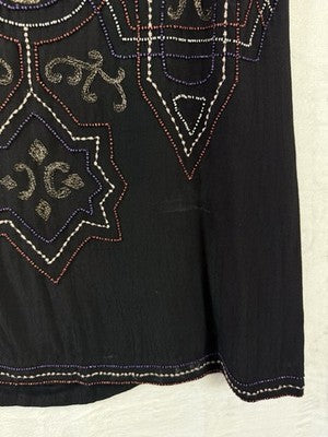 Free People Dress 6 Womens Black Sleeeveles Beaded Boho New NWT *FlawRead