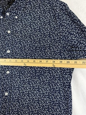 J Crew Flex Washed Shirt Medium Slim Fit Button Down Blue Floral Long Sleeve Men
