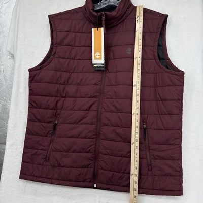 Timberland Puffer Vest XXL Mens Axis Peak Durable Water Repellent Burgundy New