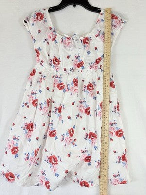 Gap Kids Babydoll Dress Large 10 White Pink Floral 100% Cotton Girls New NWT