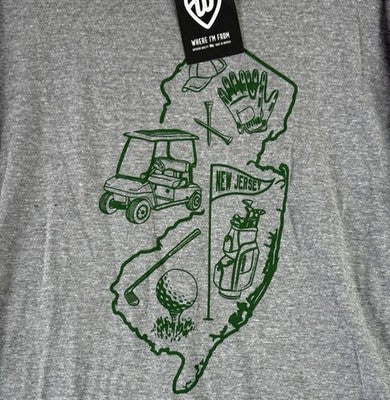 New Jersey T Shirt Medium Where I’m From Gray Short Sleeve Golf Mens New NWT