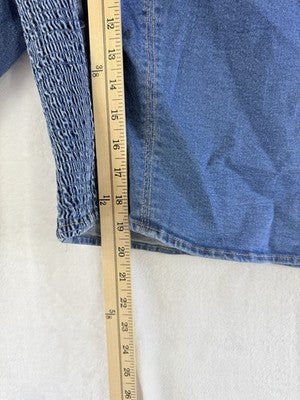 Old Navy Denim Crop Top Large Tall Womens Blue Puff Sleeve New NWT