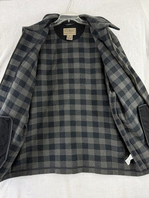 LL Bean Maine Guide Jacket XXL Wool Zip Front Jac-Shirt Gray Blue Plaid Mens