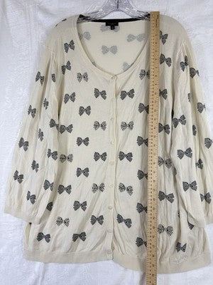 Talbots Cardigan Sweater 3X Ivory Button Front 3/4 Sleeve Cotton Blend