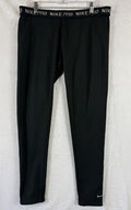Nike Pro Fleece Lined Leggings XL Womens Black Warm Dry Fit Fold Over Waistband