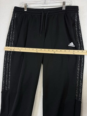 Adidas Pants Women XL 3 Stripes Black Animal Print Track Aeroready