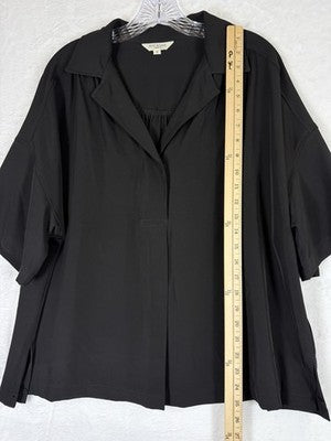 Max Studio Top 1X Black Short Sleeve Blouse Plus Size Womens