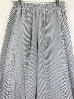 Max Studio London Linen Blend Pants Small Barrel Leg Blue Stripe Pull On