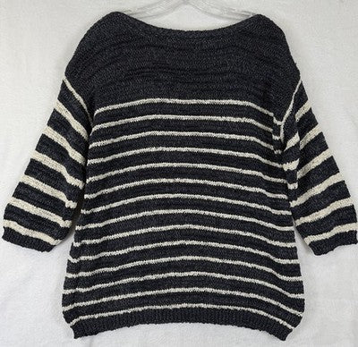 Jones New York Sweater XL Nautical Blue White Striped Cotton Blend Boat Neck