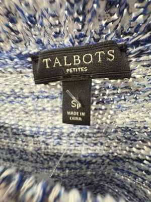 Talbots Small Petite Tops Sweater Boat Neck Blue 3/4 Sleeve Womens SP