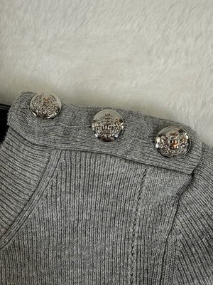 White House Black Market Sweater XS Gray Top Button Detail Womens