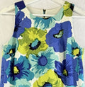 Ann Taylor Loft Dress 2 Womens Sleeveless Shift Blue Green Floral Print Short