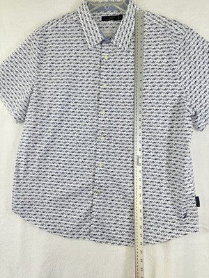 Nautica Shirts For Men XXL Short Sleeve Button Down Swordfish Blue White