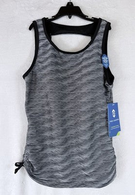 Free Country Tankini Top Small Womens Black Stripe Swim Swimsuit  New NWT