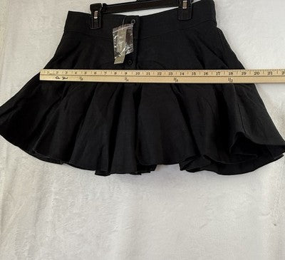 J Crew Mini Skirt 4 100% Linen Black Flare Ruffled Womens New NWT
