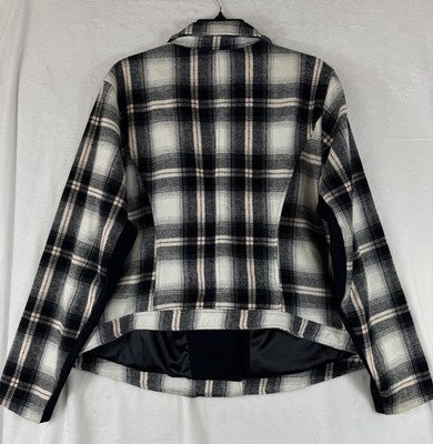 Torrid Flannel Moto Jacket 2X Womens Gray Plaid Full Zip Motorcycle Plus Size