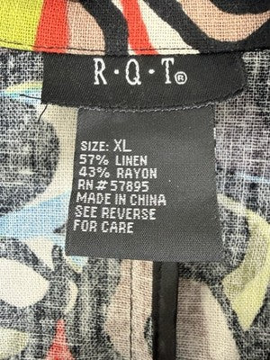 RQT Jacket XL Linen Blend Artsy Cruise Wear Wood Button