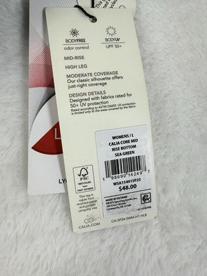 Calia Swim Bottom Large Womens Sea Green Core Mid Rise Bikini Swimwear New NWT