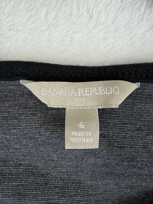 Banana Republic Dress 6 Black Gray Bodycon Sleeveless Knit Short Sleeve Womens