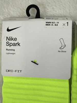 Nike Spark Running Socks No Show Lot 2 Pairs Men 8-9.5 Women 9.5-11 Large New