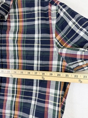 J Crew Shirt Large Men Flex Washed Slim Untucked Blue Plaid Button Down