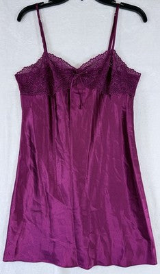 Morgan Taylor Intimates Medium Chemise Nightgown Purple Satin Womens