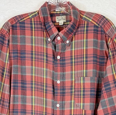 J Crew Indian Madras Shirt Large Slim Fit Plaid Mens Long Sleeve Button Up