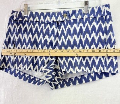 J Crew Chino Shorts Women 10 Blue Ikat Print 3”