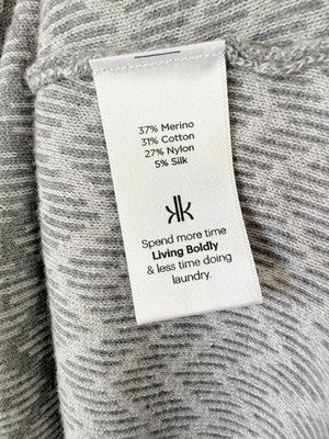 Krimson Klover Sweater Dress Medium Gray Fair Isle Merino Wool Silk Fit Flare