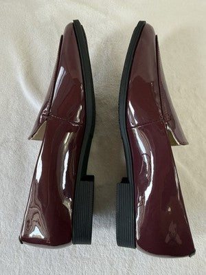 Lands End Classic Patent Leather Loafer 8 Womens Shoes Slip On Burgundy Red