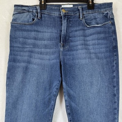 Frame Le High Straight Jeans 33 Denim Blue Womens