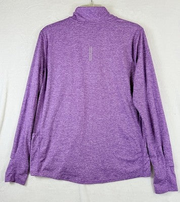 Nike X Peloton 1/2 Zip Running Top Large Purple Dri Fit Pocket Thumb Holes