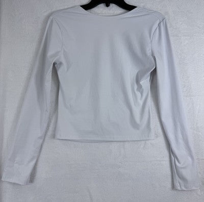 Forefair Backless Top White Long Sleeve Medium Womens Open Back