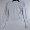 Forefair Backless Top White Long Sleeve Medium Womens Open Back
