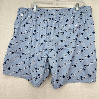Blue Wave Swim Trunks XXL Mens Blue Print Swimsuit Mesh Lined 6.5” New NWT