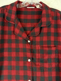 LL Bean Scotch Plaid Flannel Pajama Top XL Red Plaid Button Top Womens