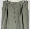 LL Bean Double L Chinos 34x29 Pants Green Pleated Comfort Waist Wrinkle Free Men
