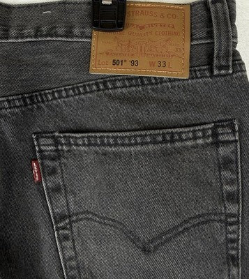 Levis 501 ‘93 Shorts 33 Mens 9” Black Gray Jean Jeans Denim