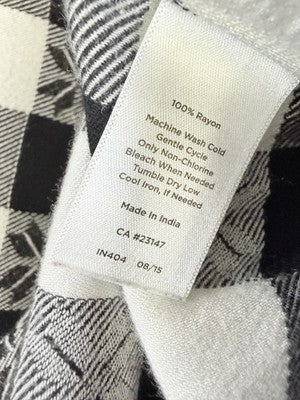 Talbots Flannel Shirt Small Black White Check Button Up Long Sleeve Top Womens