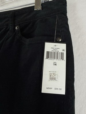 Lauren Ralph Lauren Corduroy Pants 14 Womens Black Mid Rise Straight Leg New NWT
