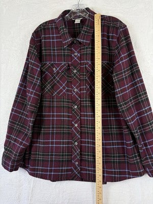 Duluth Trading Flannel Shirt XXL Women’s Purple Plaid Long Sleeve Shirt Top
