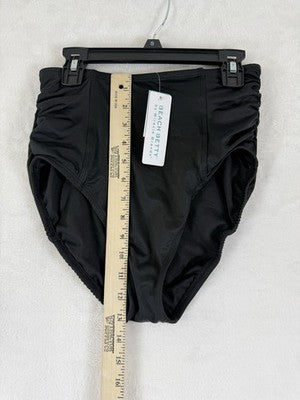 Beach Betty by Miracle Brand Shirred High Waist Black Bikini Swim Bottom Small