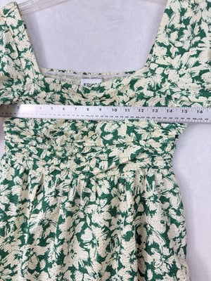 FRNCH Dress Small Met Green Floral Short Smocked Boho Cotton Womens